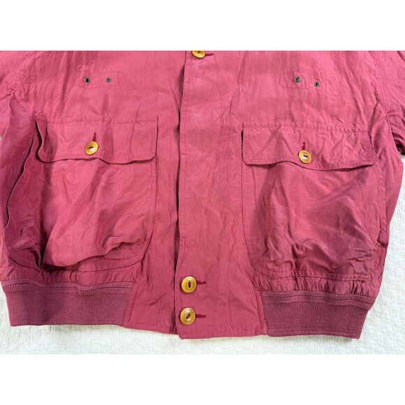 Vintage Silk Golf Jacket Button Up Lined Red 1960's Made in Italy | Size IT 50 - Picture 6 of 15